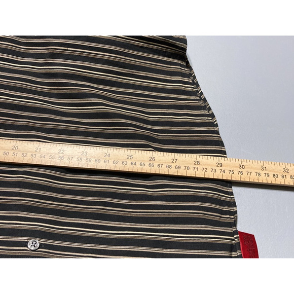 Alfani Mens Button-Up Shirt Black Striped Long Sleeve Point Collar Pocket L 16 - Picture 5 of 8